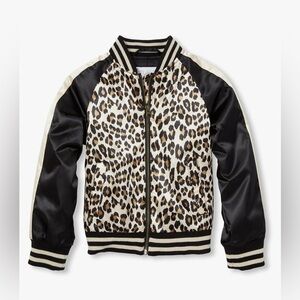 The Children's Place Girls Satin Bomber Jacket  Leopard Print  Size M  7-8
